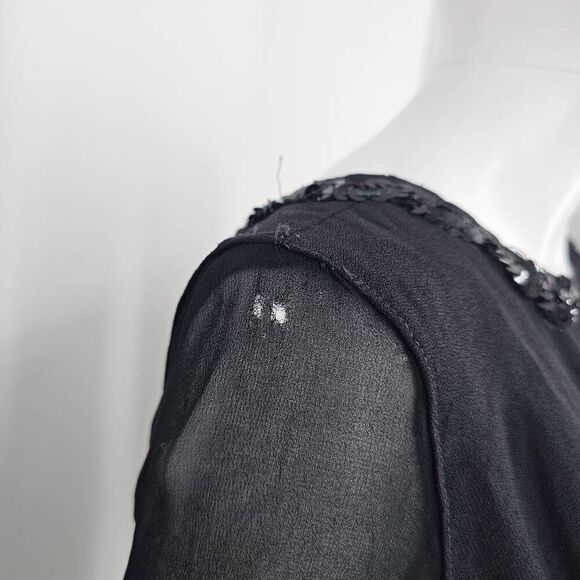 Vintage 80's Gothic Midi Dress Black S - Picture 8 of 9